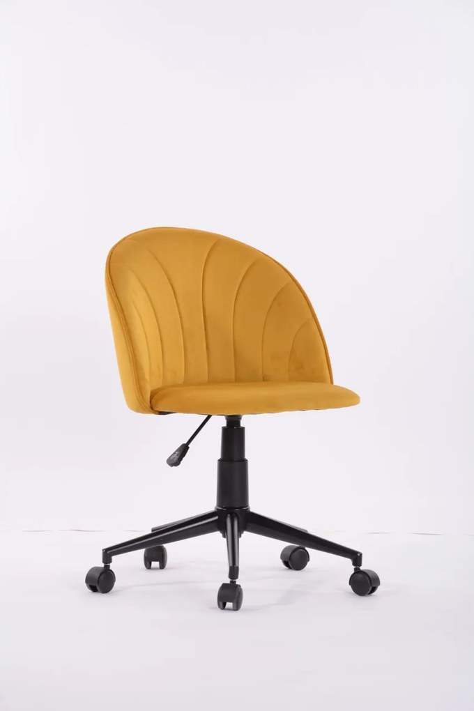 Scaun de birou - tapiterie catifea galbena