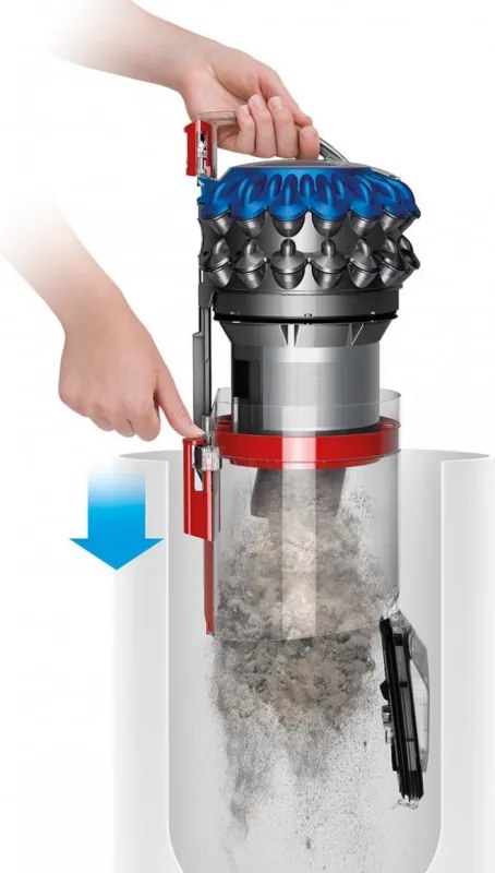 Aspirator fara sac Dyson Cinetic BigBall Absolute 2 447250-01, 700 W, 150 AW, 0,8 l, 35 cicloni, Redresare automata in caz de rasturnare, 5 accesorii, Nichel/Albastru