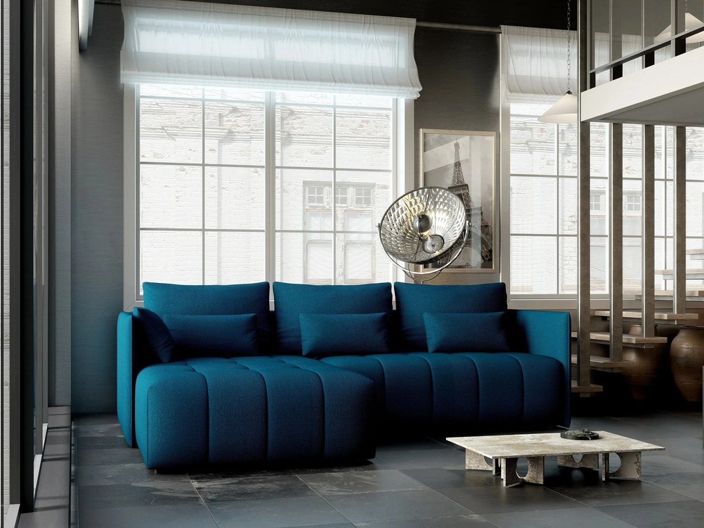 Colțar extensibil dumonde cu ladă de depozitare si sezut confortabil din spuma high-density, Malta Enjoy Petrol 235x185 cm