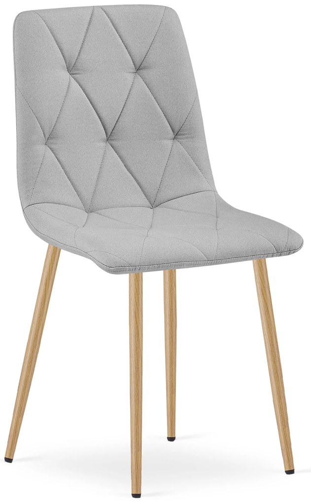 Scaun Bucatarie/Dining Fido Material Textil Gri Deschis Picioare Metalice Finisaj Lemn