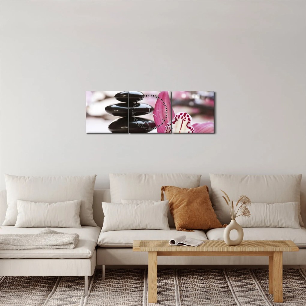 Tablou cupietre pentru masaj și orhidee (cu ceas) (90x30 cm)
