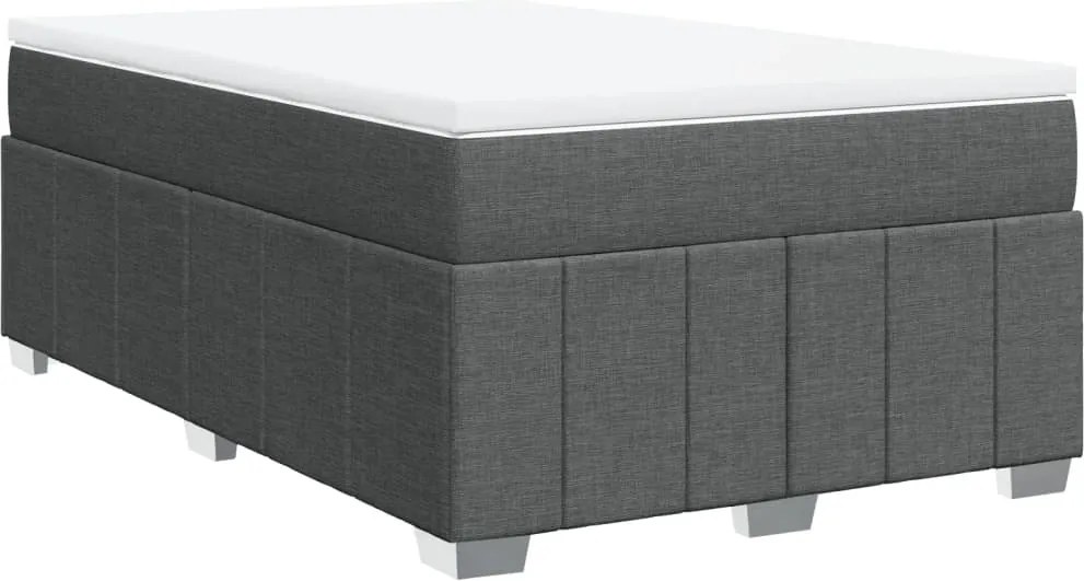 vidaXL Pat box spring cu saltea, gri închis, 120x200 cm, textil