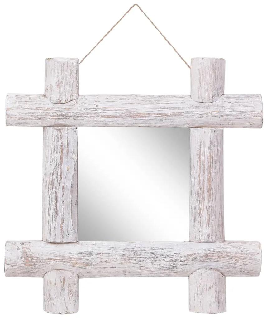vidaXL Oglindă cu ramă din bușteni, alb, 50x50 cm, lemn masiv reciclat