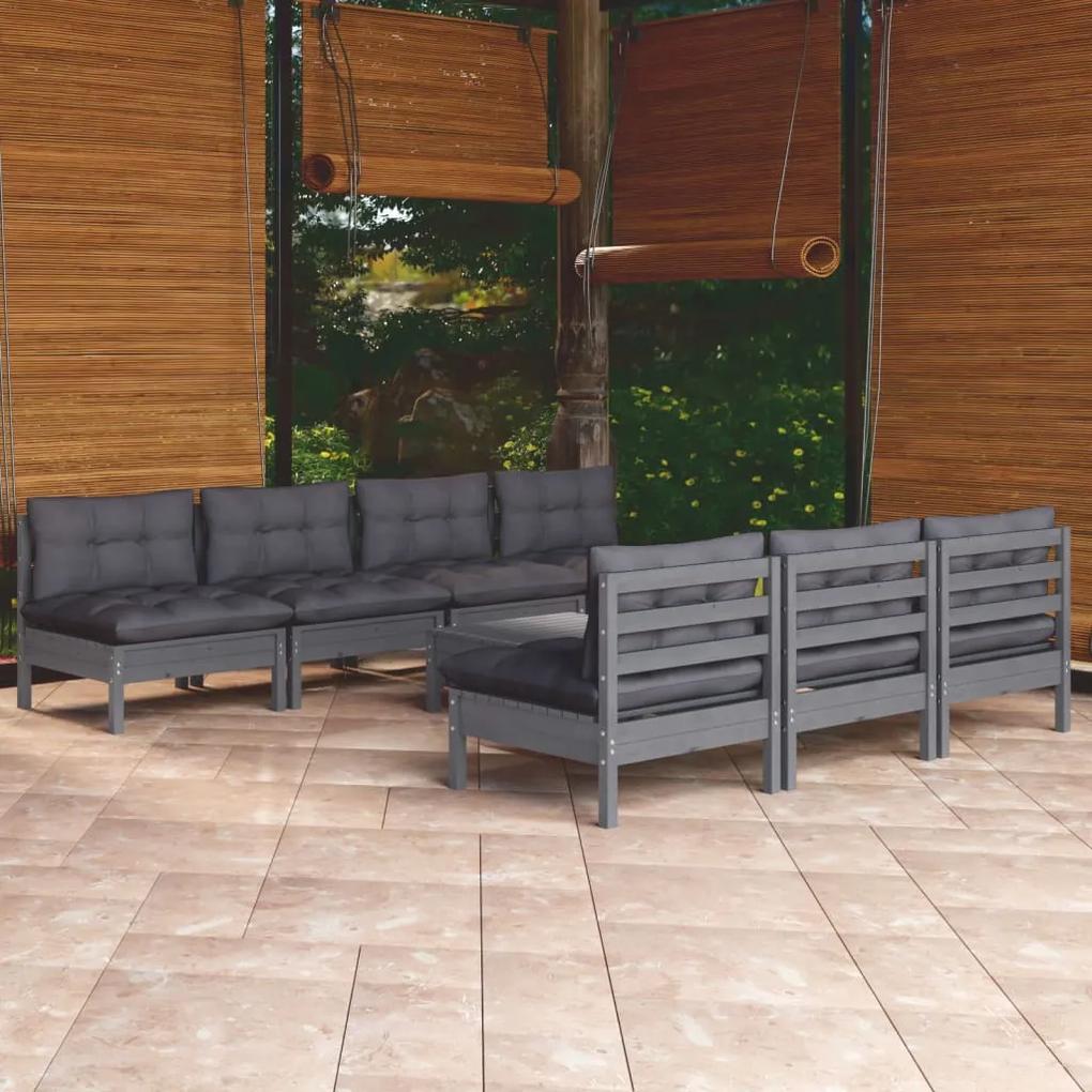 3096138 vidaXL Set mobilier de grădină cu perne antracit, 8 piese, lemn de pin