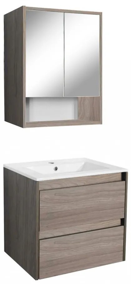 Mobilier complet de baie Porto 60 în culoarea ulmului Rauna