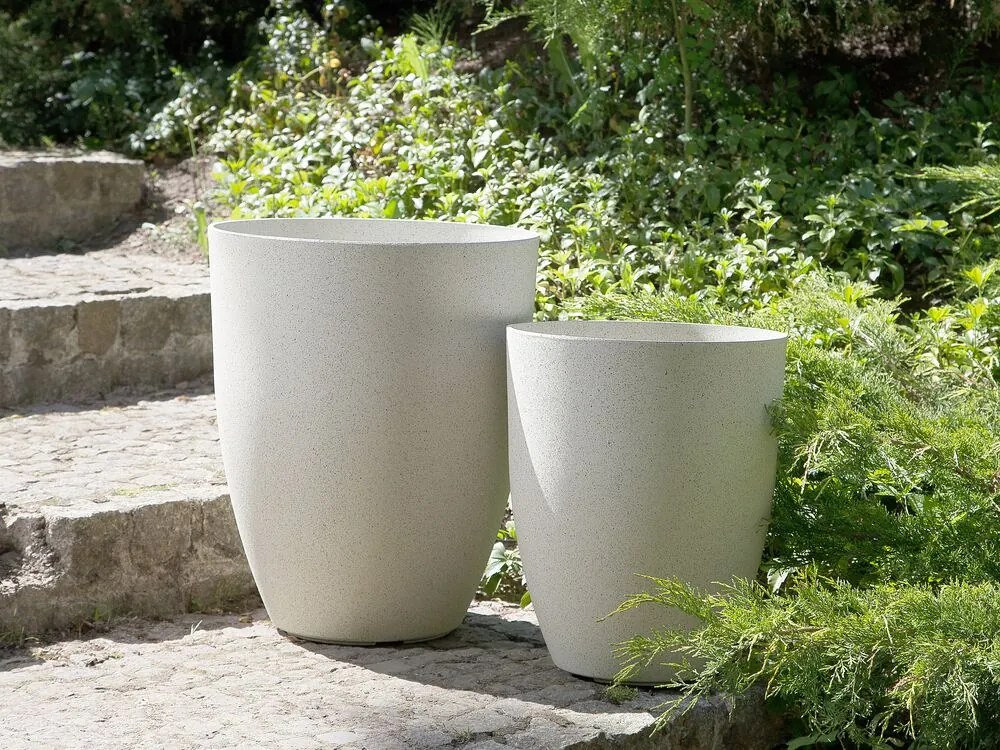 Set 2 buc Ghiveci de flori 42 cm Crotty (alb). 1074877