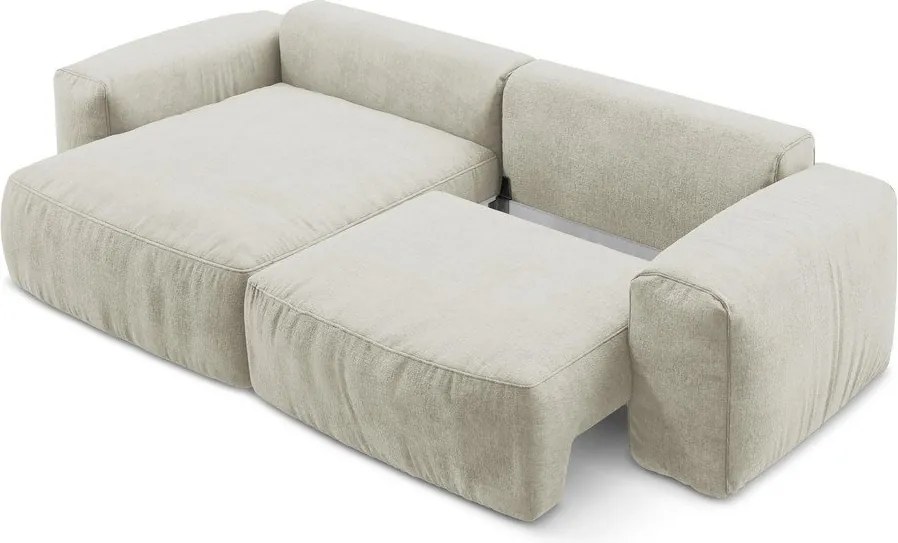 Colțar bej extensibil cu tapițerie din chenille (cu colț pe partea stângă/cu șezlong) Kuki – Makamii