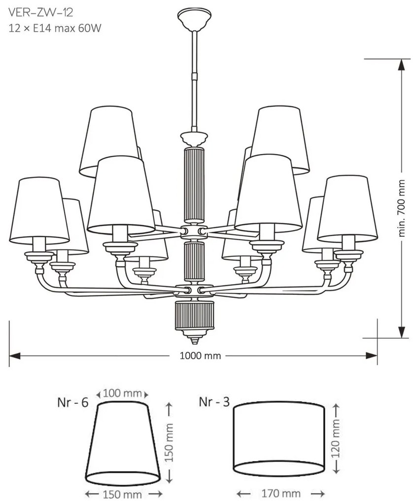Candelabru 12 brate modern realizat manual Verde
