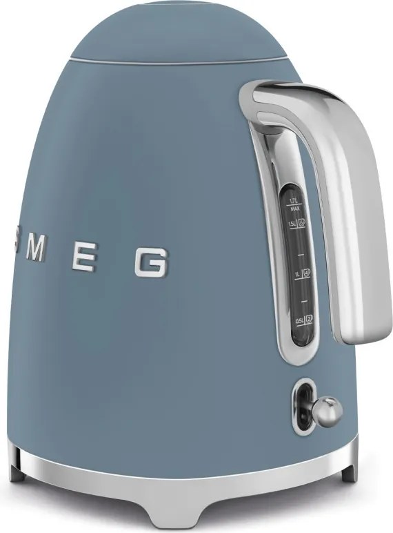 Cana electrica SMEG KLF03SBMEU, 2400 W, 1,7 l, Baza rotativa la 360°, Finisaj mat, Albastru cenusiu