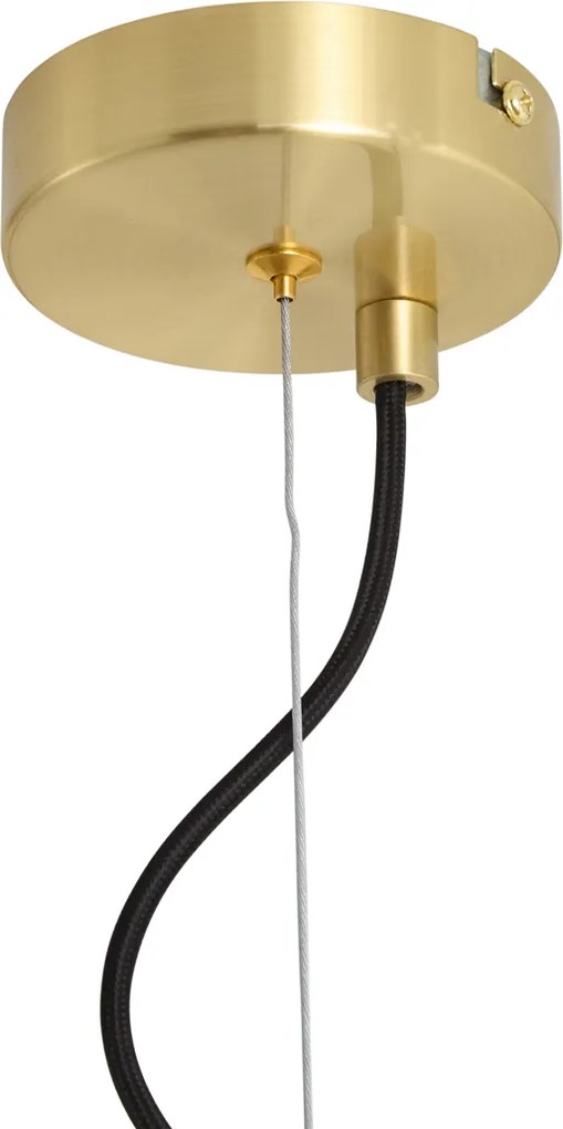 Lampă suspendată Art Deco din alamă cu sticlă chihlimbarie cu 6 lumini - Ryan