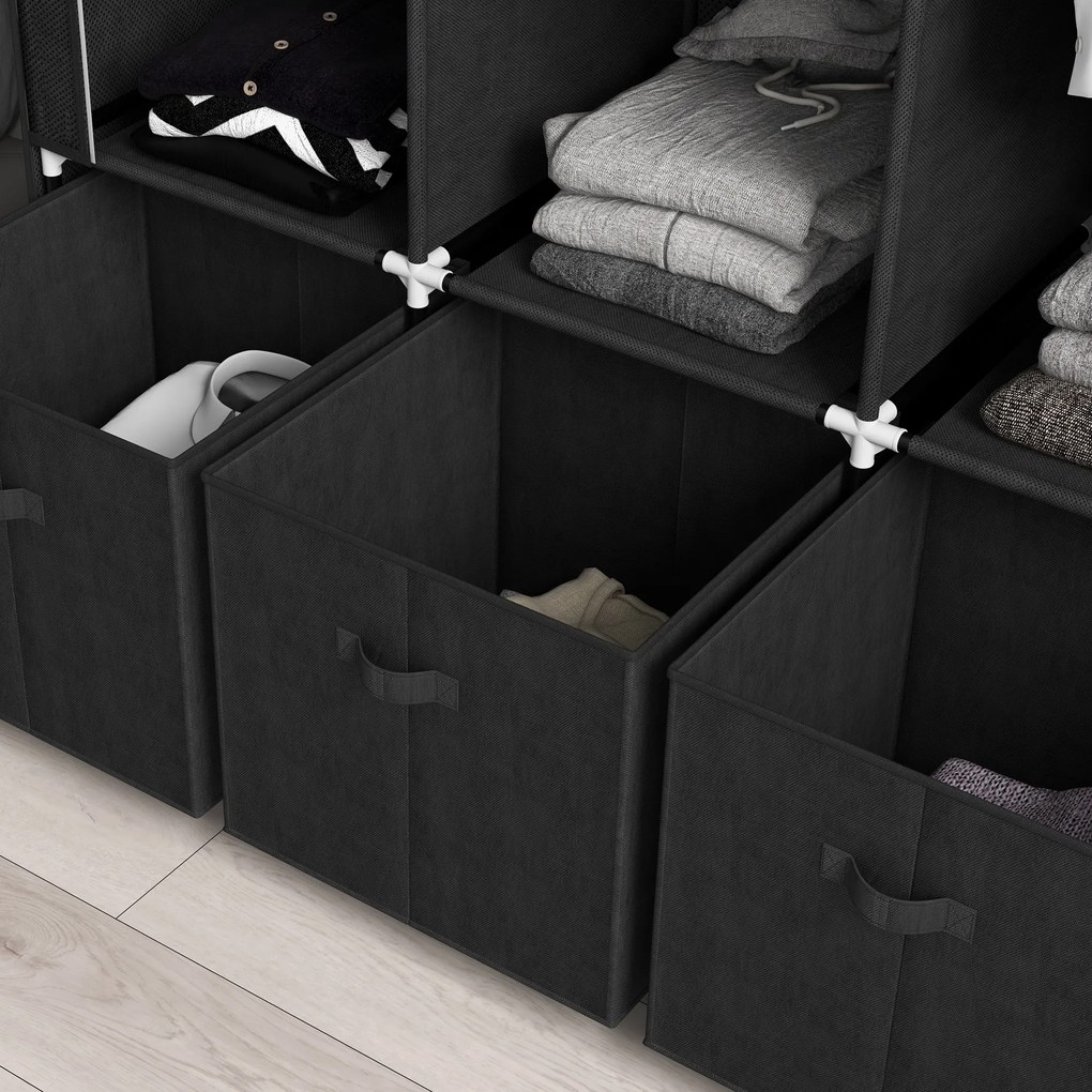 Homcom sifonier Pliabil Textil – Cu Rafturi &amp; Sertare, Ideal pentru Spatii Mici | Aosom Romania