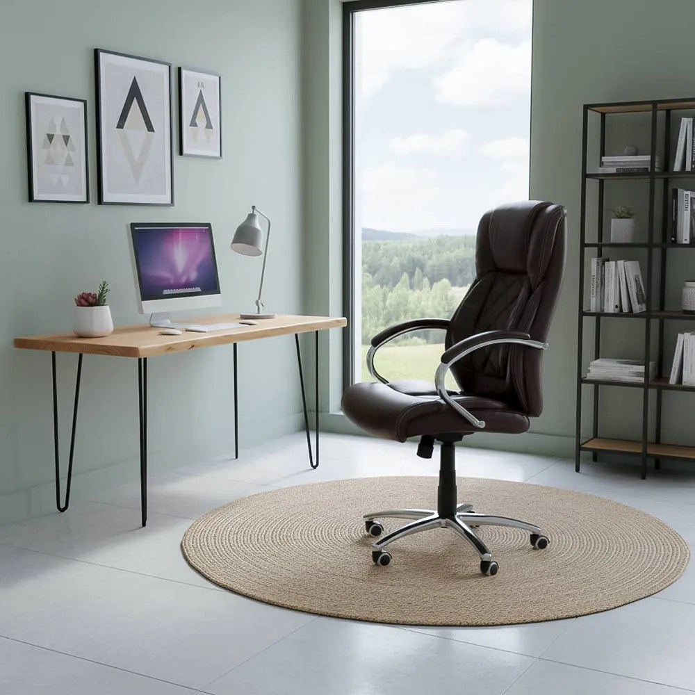 Scaun directorial maro cu masaj 6 puncte OFF 933 - Sustinere lombara, baza aluminiu, ajustabil