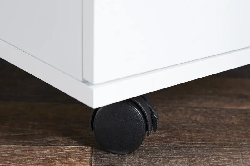 Dulap cu sertare si role, modern si functional, Big Deal alb