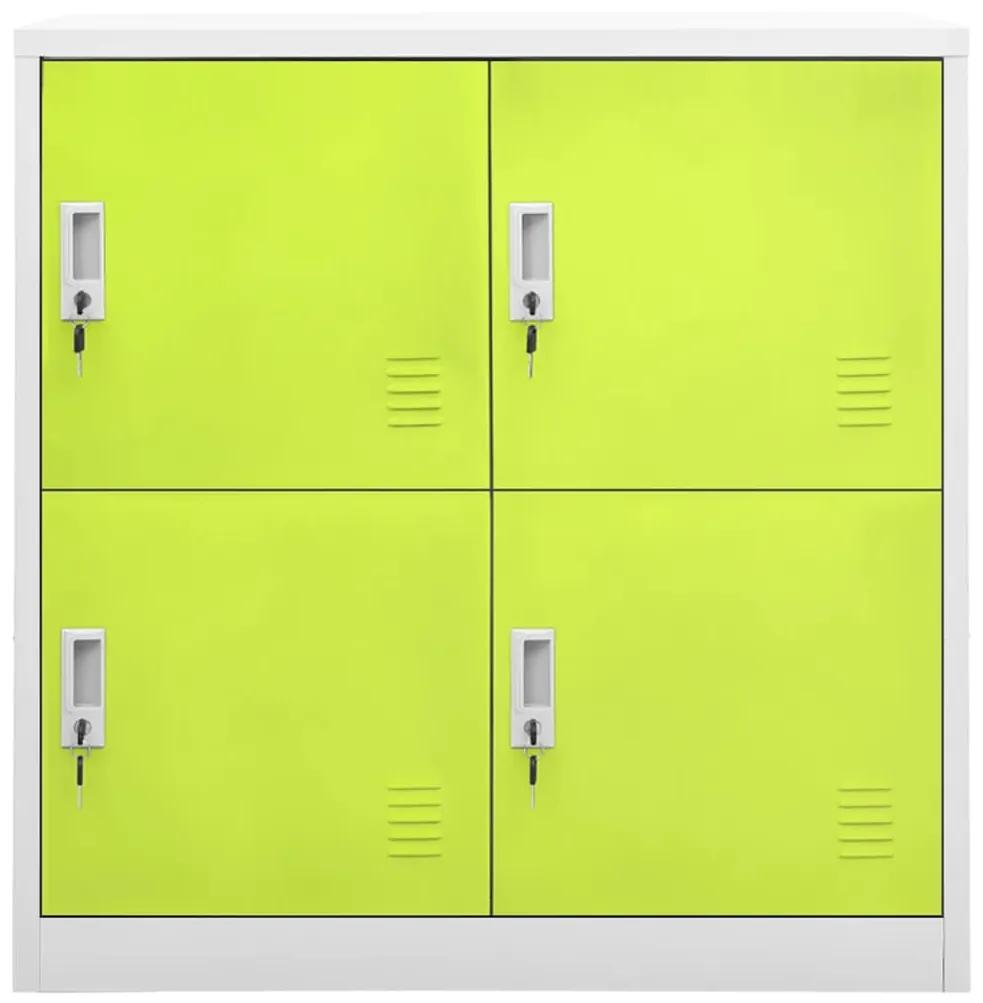 Dulap vestiar, gri deschis si verde, 90x45x92,5 cm, otel 1, light grey and green, cu 4 dulapuri, 1
