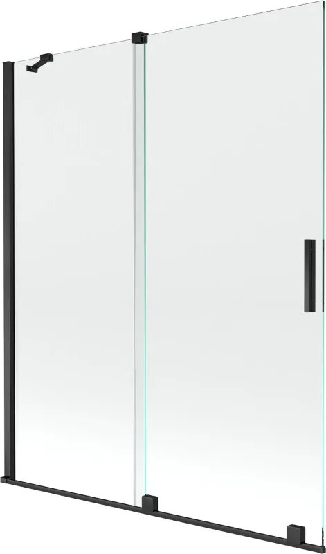 Mexen Velar perete despărțitor pentru cadă, 2 panouri glisante, 140 x 150 cm, transparent, negru - 896-140-000-01-70