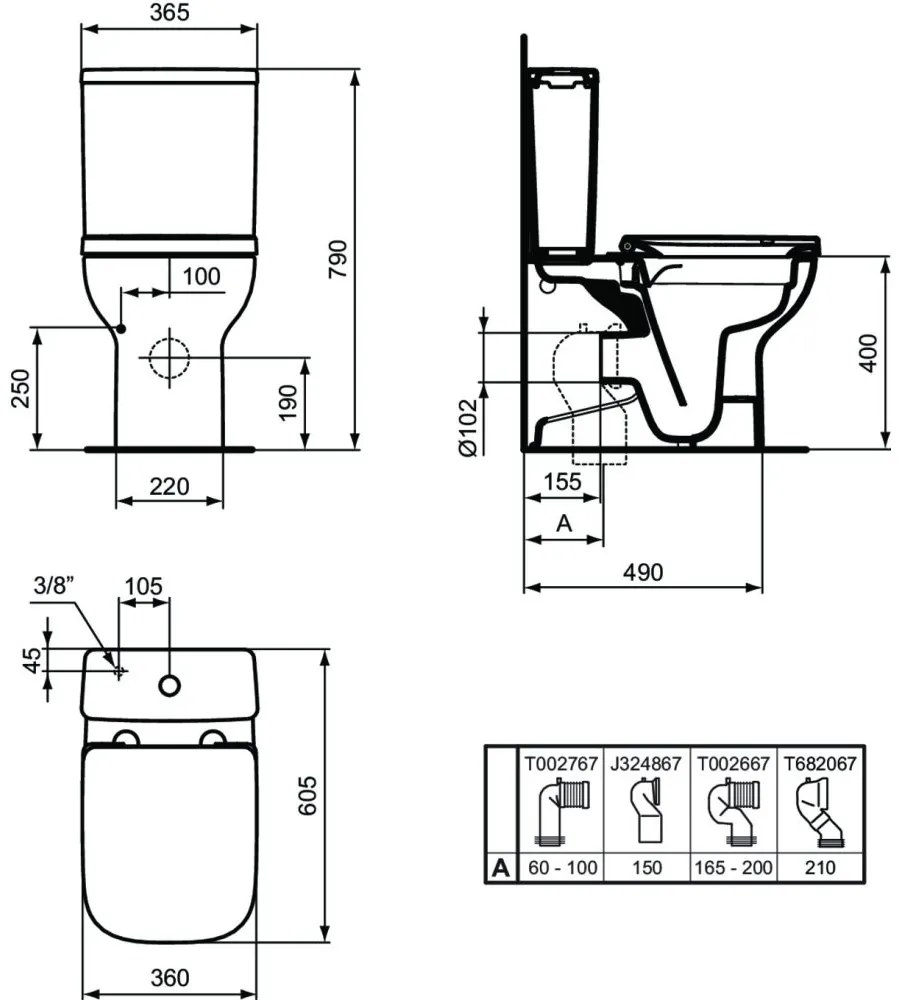 Rezervor vas wc Ideal Standard i.Life S alb lucios cu alimentare inferioara