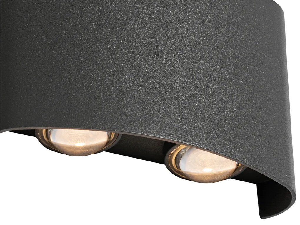 Lampă de perete de exterior gri închis, inclusiv LED cu 4 lumini IP54 - Silly