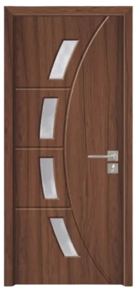 Usa Interior din MDF Novo Doors ND508, Cadru din Lemn Masiv, Geam Sablat, KIT COMPLET, Toc , Manere si balamale incluse (Culoare: Gri deschis, Toc: