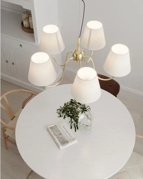 ByRydens 4202720-6509 - Candelabru suspendat pe cablu LYNF, 5xE14/8W/230V, alamă/alb