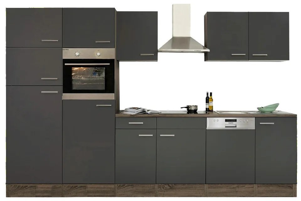 Mobilă de bucătărie Yorki 340, corp din stejar Yorki, cu față antracit satinat