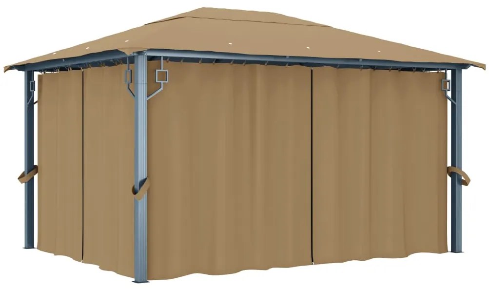 vidaXL Pavilion cu perdele, gri taupe, 400 x 300 cm, aluminiu