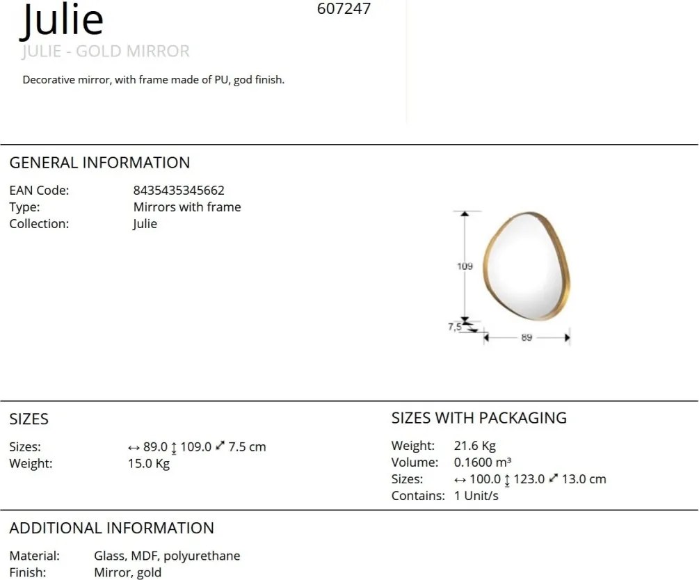 Oglinda decorativa moderna Julie aurie