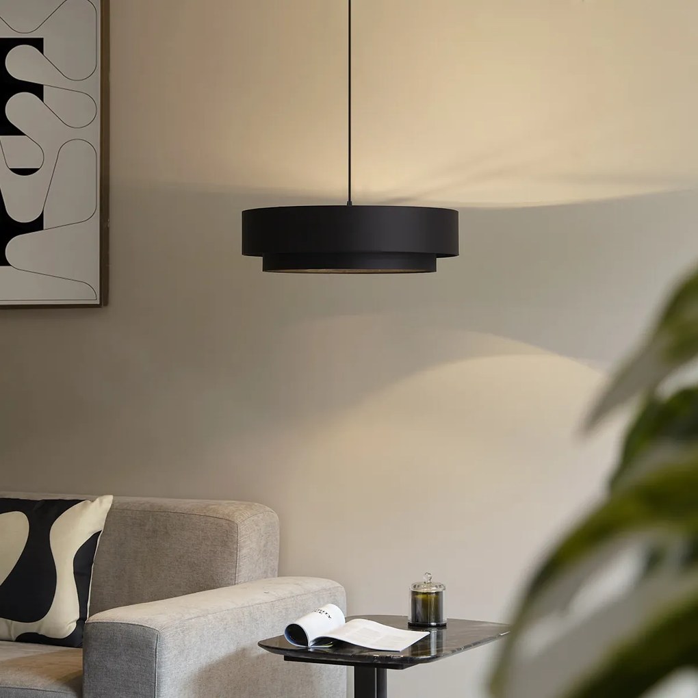 Lampă suspendată modernă neagră 50 cm 3 lumini - Drum Duo