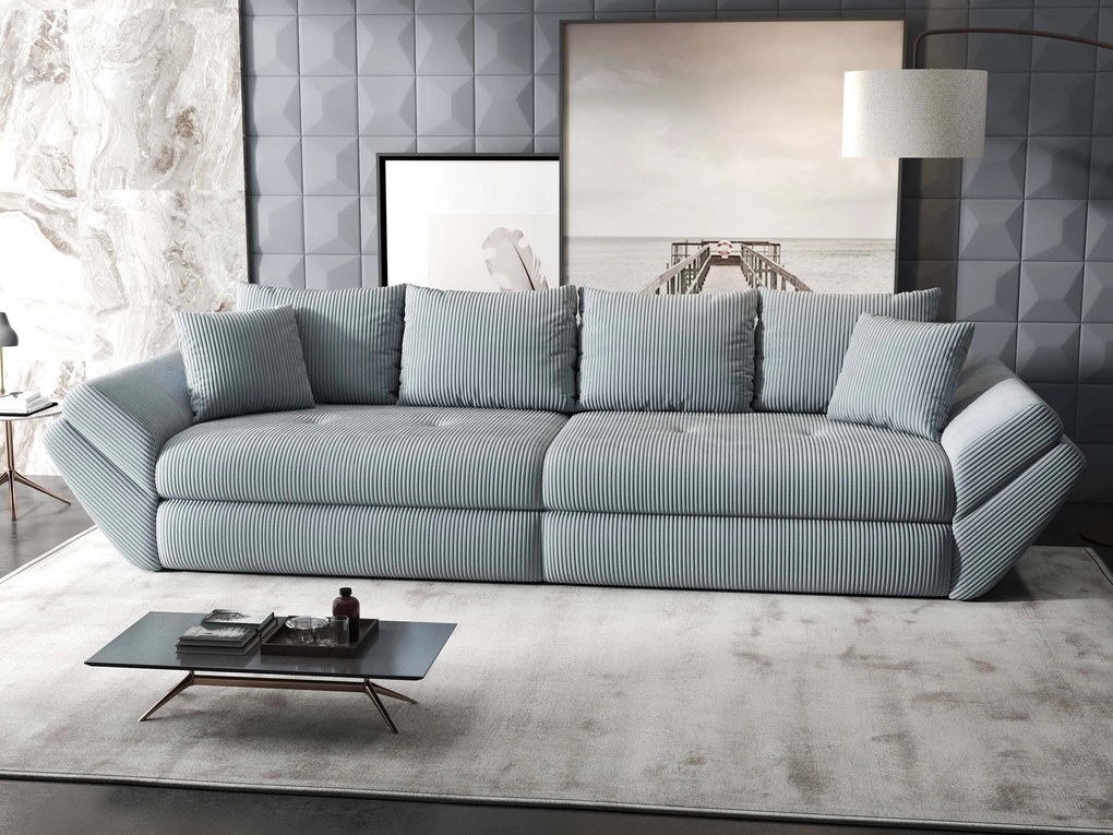 Canapea extensibilă dumonde cu ladă de depozitare si sezut confortabil din spuma high-density, Loana Zoom Gri 300x100 cm