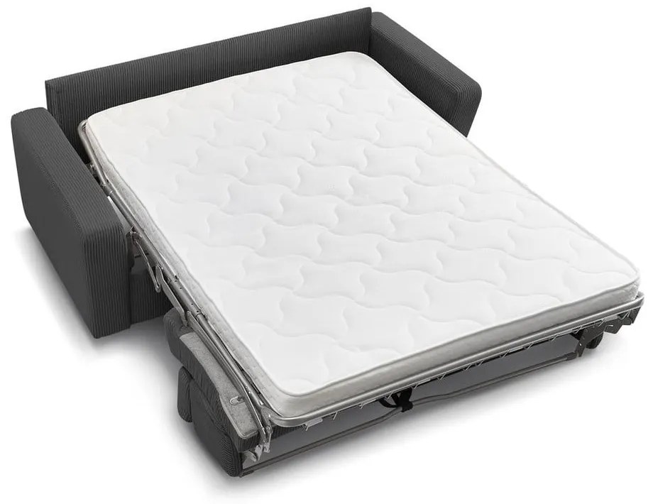 Canapea gri închis extensibilă cu tapițerie din catifea reiată 195 cm Monaco – Bobochic Paris