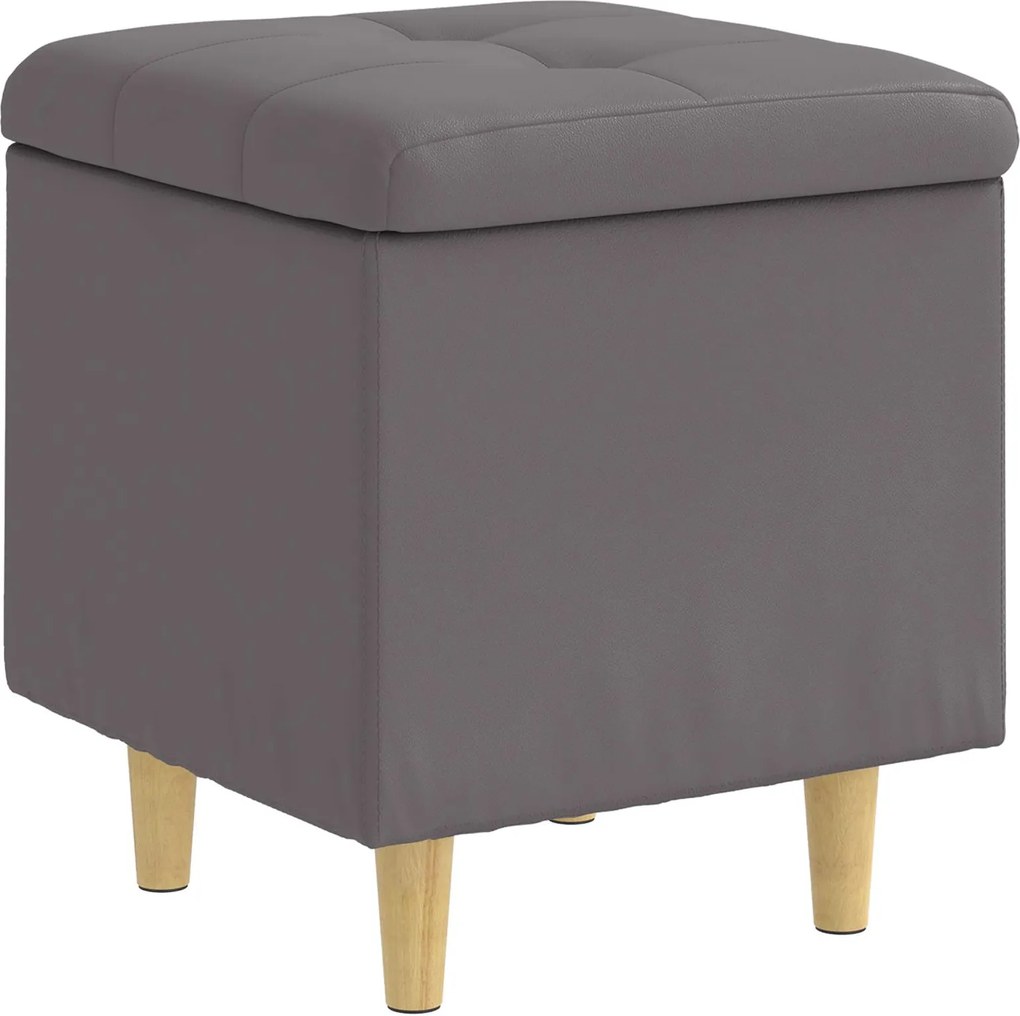 vidaXL Ottomană de depozitare Gri 40 x 40 x 45 cm Piele artificială