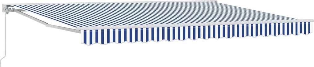 vidaXL Copertină retractabilă manuală Albastru și Alb 5 x 3 m