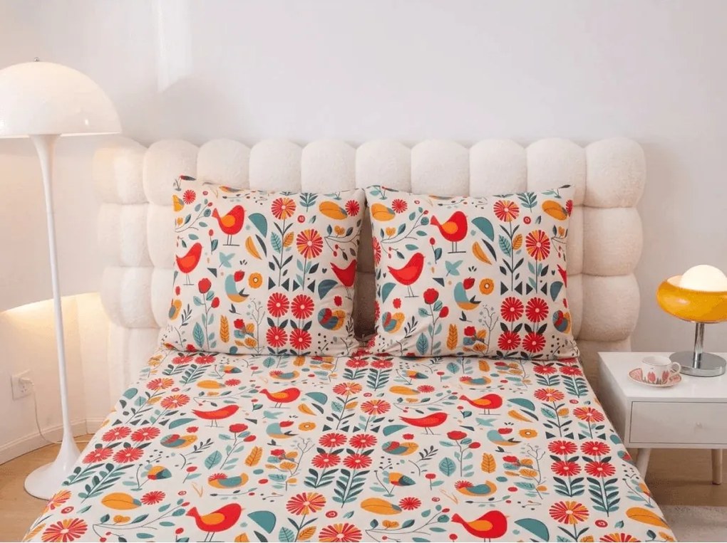 Lenjerie de pat din microfibra RETRO BIRD colorata Dimensiune lenjerie de pat: 2 buc 70 x 90 cm | 200 x 220 cm