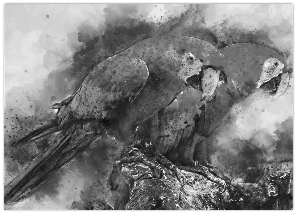 Tablou - Acuarelă papagali (70x50 cm)