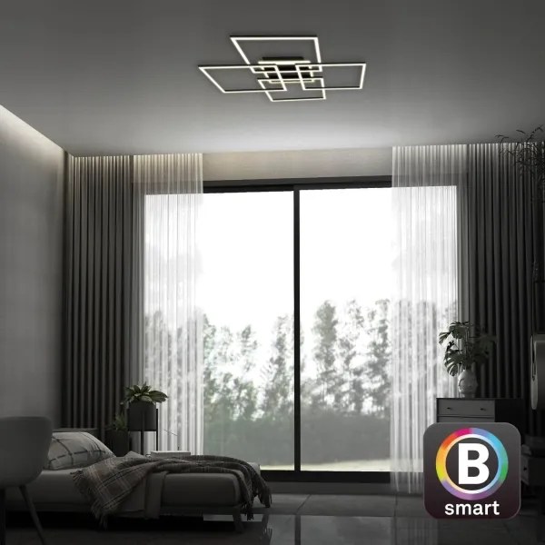 Brilo - Plafonieră LED dimabilă FRAME 50W/230V Wi-Fi Tuya + telecomandă 72,4x72,4cm negru