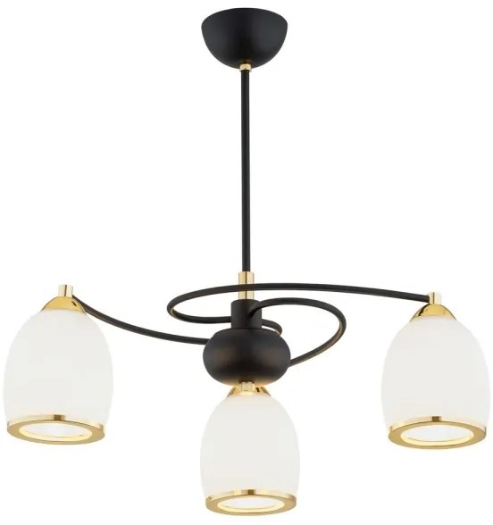 Lustră pe tijă AVILA PLUS 3xE27/15W/230V neagră/aurie/albă Argon 6144