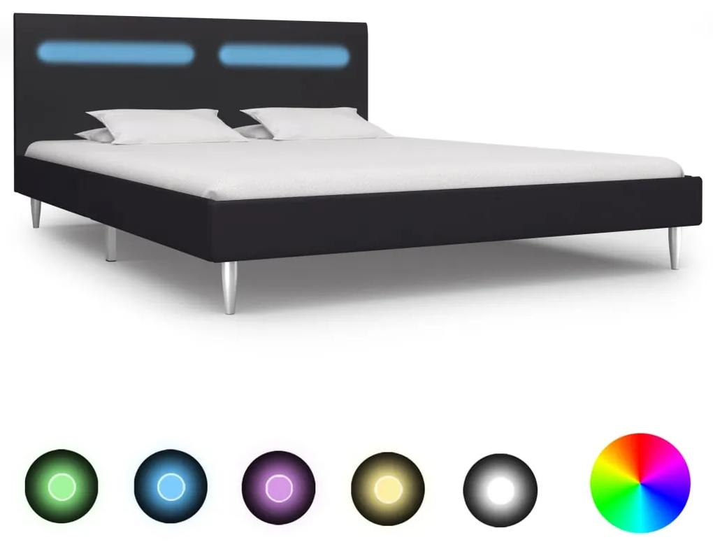 280964 vidaXL Cadru de pat cu LED-uri, negru, 160 x 200 cm, material textil