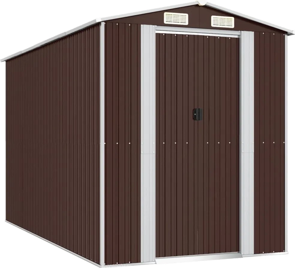 vidaXL Șopron de grădină, maro închis, 192x357x223 cm, oțel galvanizat