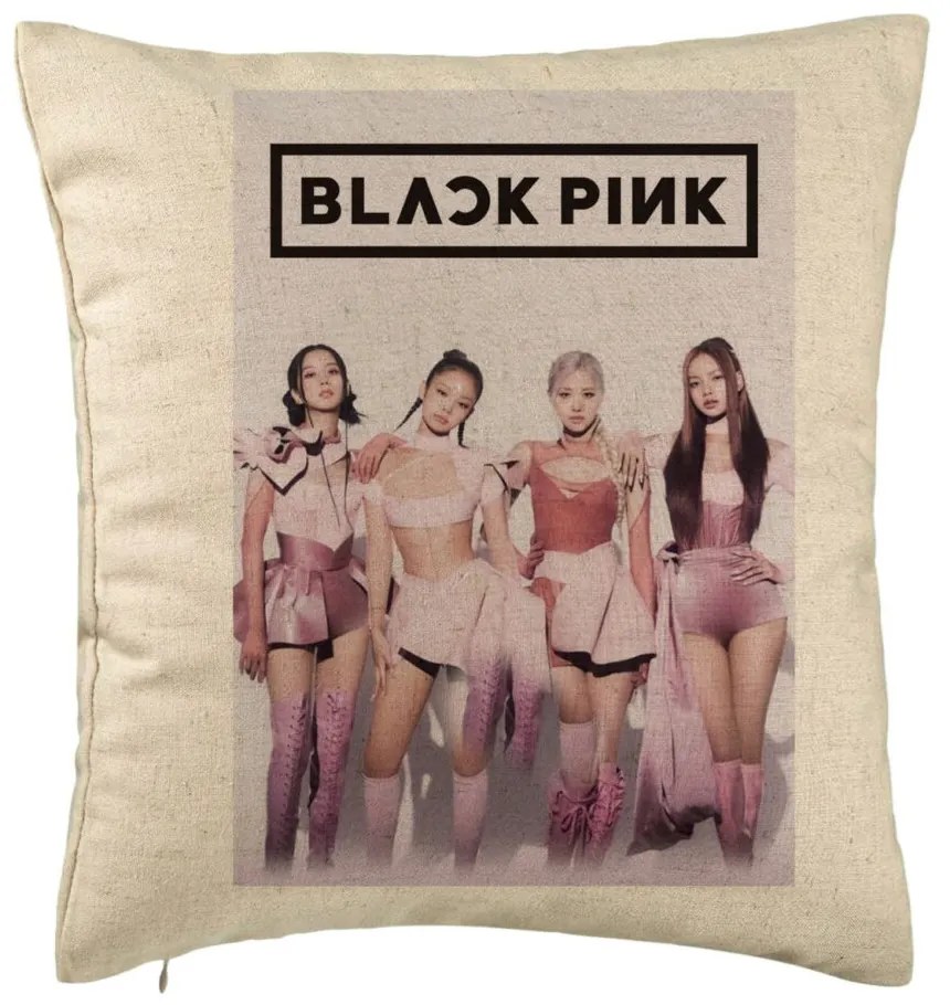 Perna Decorativa BlackPink, Model 4, 40x40 cm, Bej, Husa Detasabila, Burduf