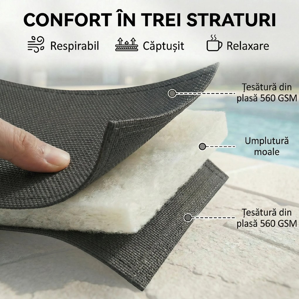 Outsunny șezlong basculant pentru plajă | Aosom Romania