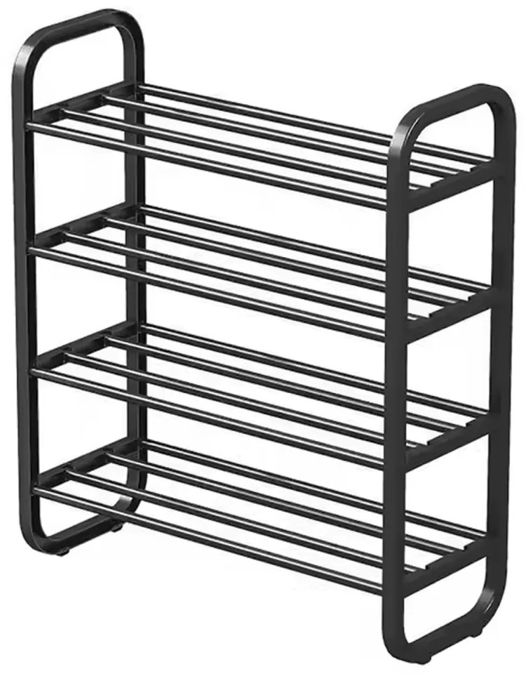 Pantofar, 4 rafturi, negru, metal plastic 61 cm, 58 cm, 23 cm, negru