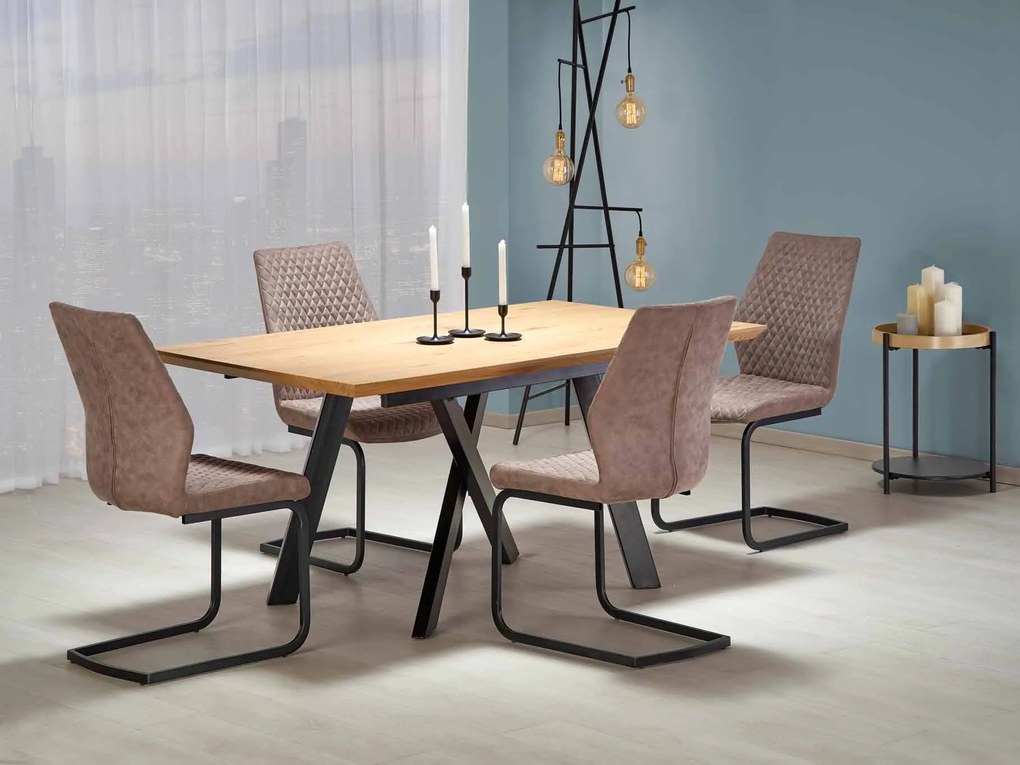 Masă de sufragerie extensibilă 180-240 cm Calista (negru + stejar auriu) (pentru 6 8 persoane). Promo -6%. 1049569