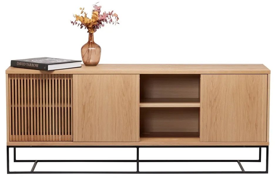 Comodă în culoare naturală joasă cu aspect de lemn de stejar 188x75 cm Ende – Woodman