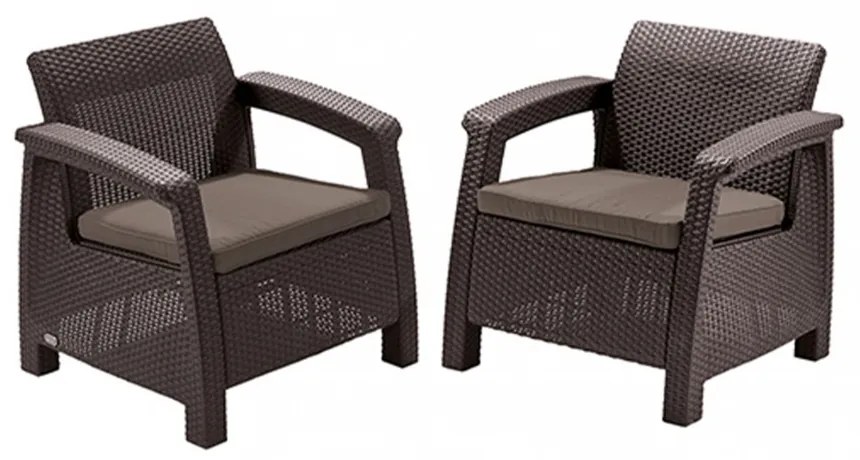 Set fotolii Corfu duo, maro, cu perne taupe calde