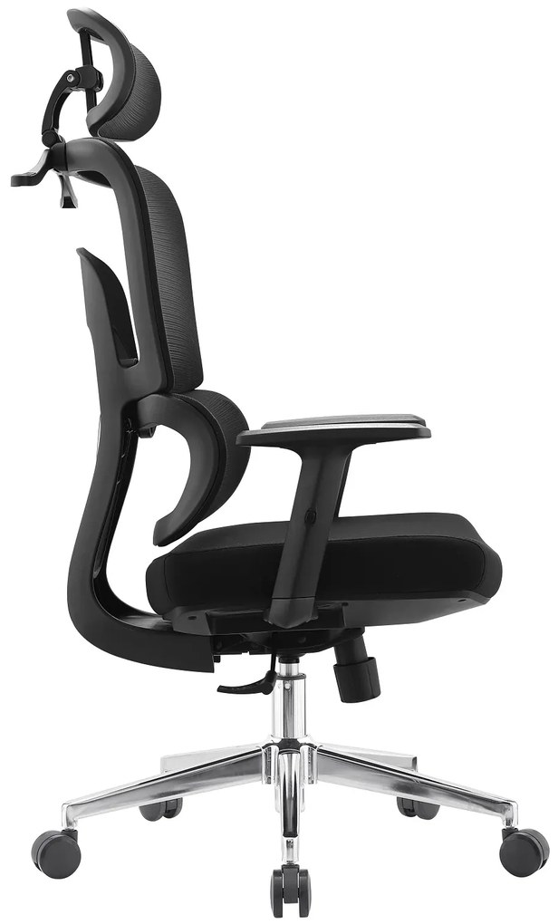 LUCKY-V4 Scaun ergonomic, suport lombar, tetiera 2D, umeras, Negru