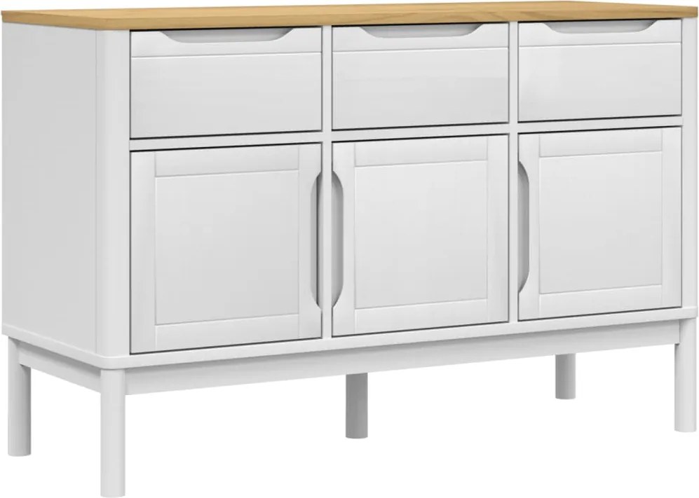vidaXL Dulap FLORO, alb, 114x43x74 cm, lemn masiv de pin