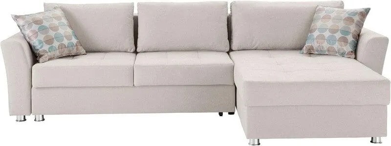 Colțar extensibil cu ladă de depozitare Leon Creme 260x182 cm