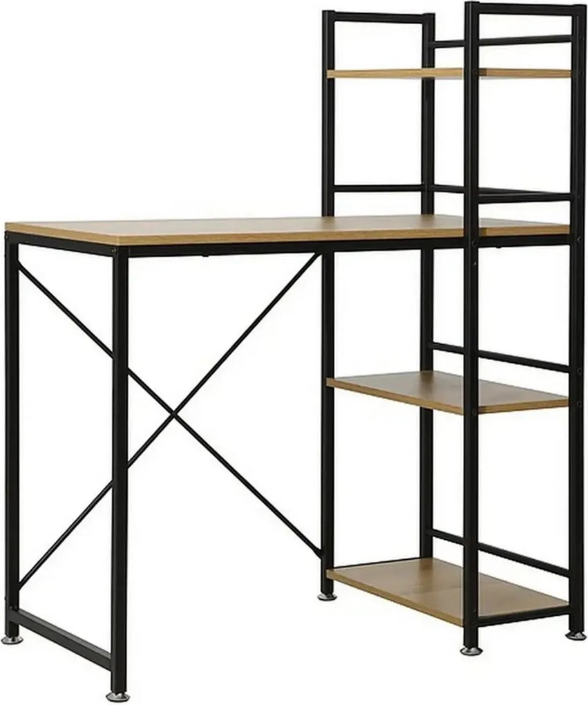 Birou B-036, stejar/negru, PAL/metal, 90x50x76/114 cm
