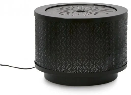 Fantana cilindrica cu LED, din metal, neagra, 40x30 cm, Miki, Yes