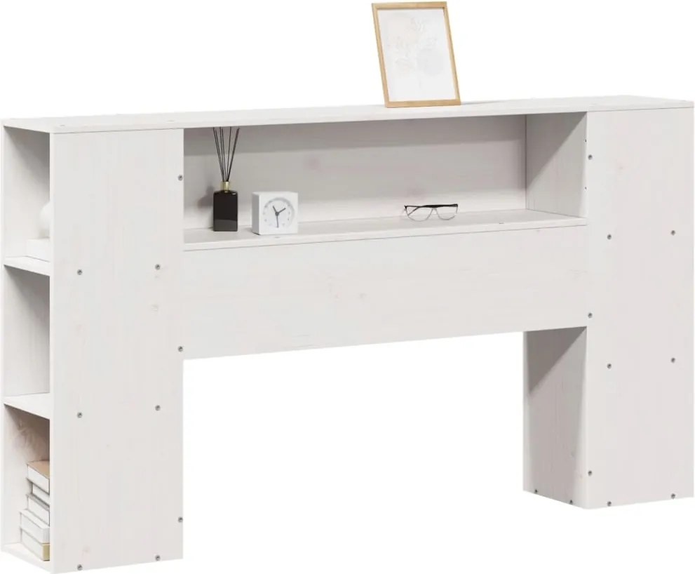 vidaXL Tăblie de pat cu depozitare alb 120 cm lemn masiv de pin