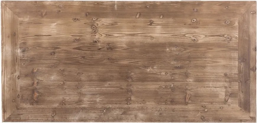 Masă dining shabby chic dreptunghiulară din lemn, natur, 8 locuri, cu bază ajurată, finisaj alb antichizat, 82 x 180 x 90 cm, „Madeleine”